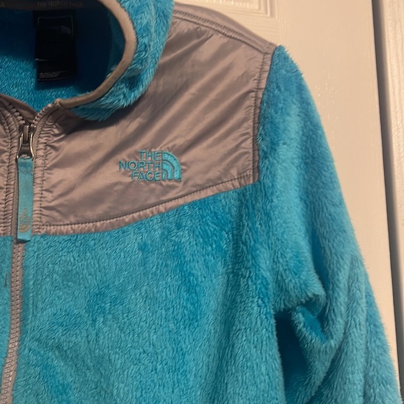 The North Face Girls zip up in blue and grey with hood size Large 14-16 - Picture 7 of 12